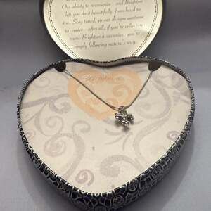 Brighton Divina Cross Necklace Retired Two-Tone Pendant with Heart Tin